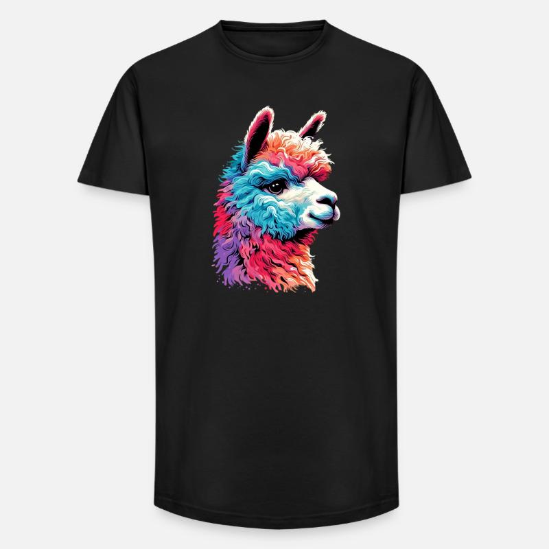 Alpaka - Long Fit Männer T-Shirt - Schwarz