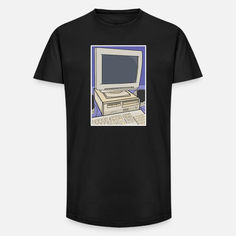 Retro Computer Desktop Setup - Long Fit Men's T-Shirt - black
