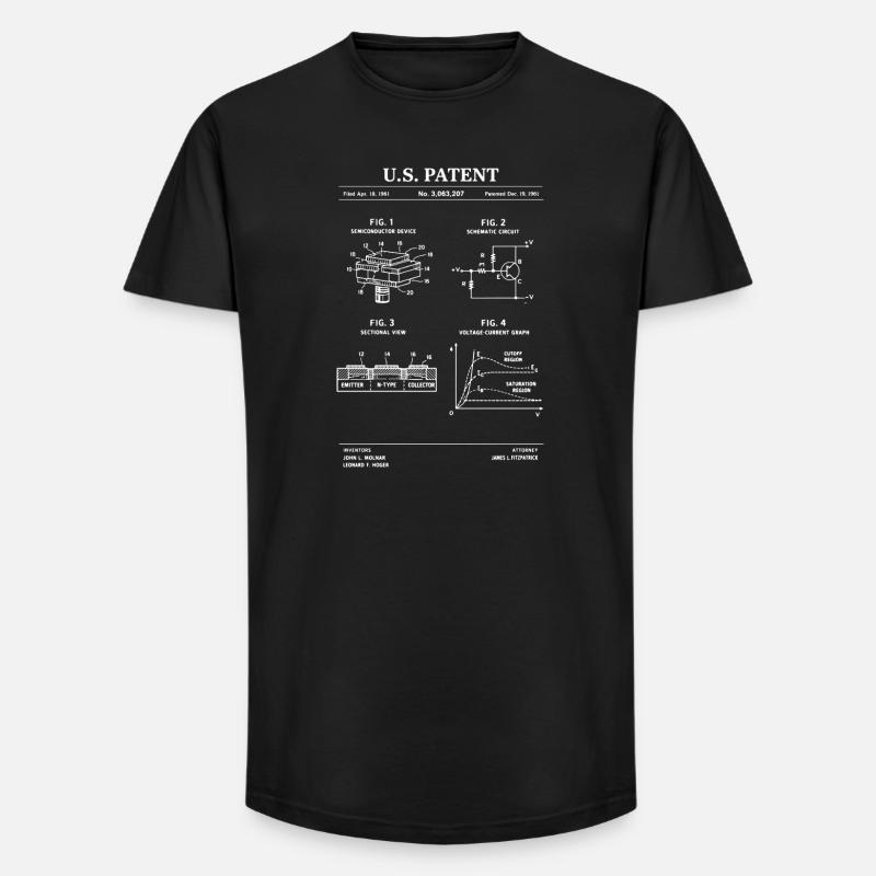 Schaltplan-Patentblaupause - Long Fit Männer T-Shirt - Schwarz