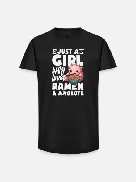 Cute Axolotl Kawaii Axolotl Lover - Long Fit Men's T-Shirt - black