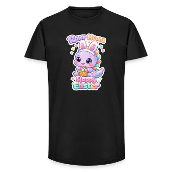 Lapin de Pâques Dino Rawr Joyeux T-rex de Pâques - T-shirt coupe longue homme - noir - Devant - AI Model Male 185 light (185cm)