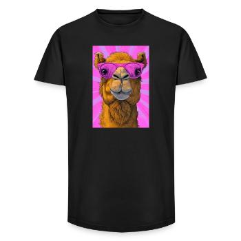camel - Long Fit Men's T-Shirt - black - Front - AI Model Male 185 light (185cm)