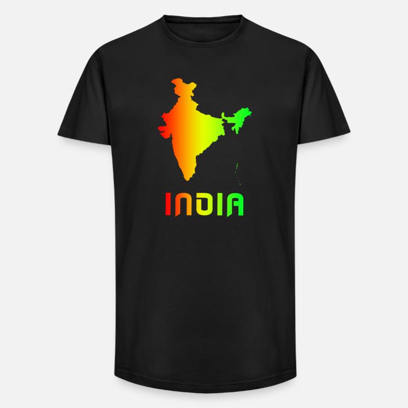 Indien Landkarten Regenbogen Design / Geschenk - Long Fit Männer T-Shirt - Schwarz