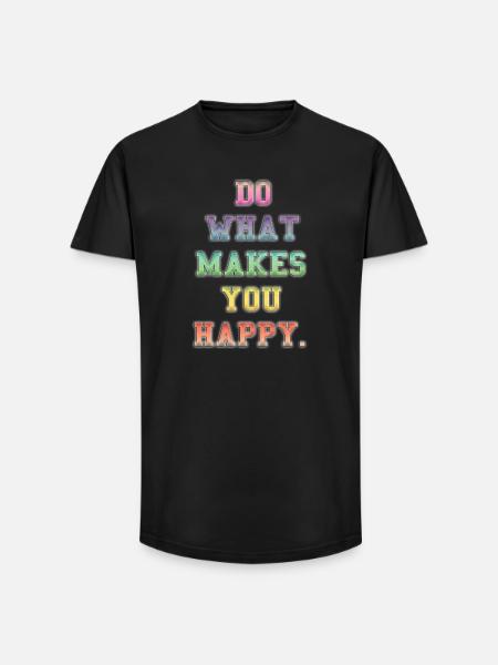 Inspirational Colourful Happiness Message - Long Fit Men's T-Shirt - black