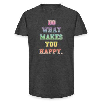 Inspirierende farbenfrohe Glücksbotschaft - Long Fit Männer T-Shirt - Anthrazit - Vorne - AI Model Male 185 light (185cm)