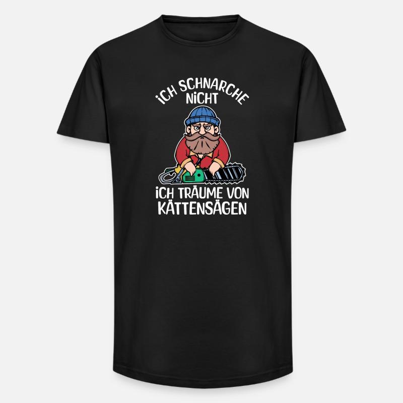 Bûcheron déclaration tronçonneuse boiseries bois - T-shirt coupe longue homme - noir