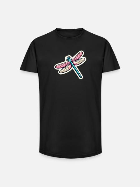 Dragonfly in pastel - Long Fit Men's T-Shirt - black