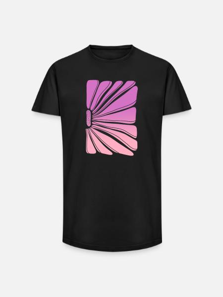 Flower in pink purple gradient - Long Fit Männer T-Shirt - Schwarz