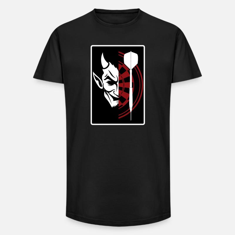 Darts, Bullseye, Dartboard and devil. - Long Fit Männer T-Shirt - Schwarz