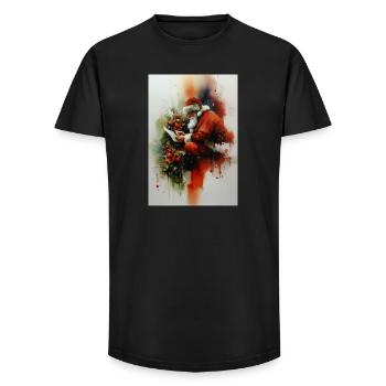 Aquarell-Weihnachtsmann-Lesebrief - Long Fit Männer T-Shirt - Schwarz - Vorne - AI Model Male 185 light (185cm)