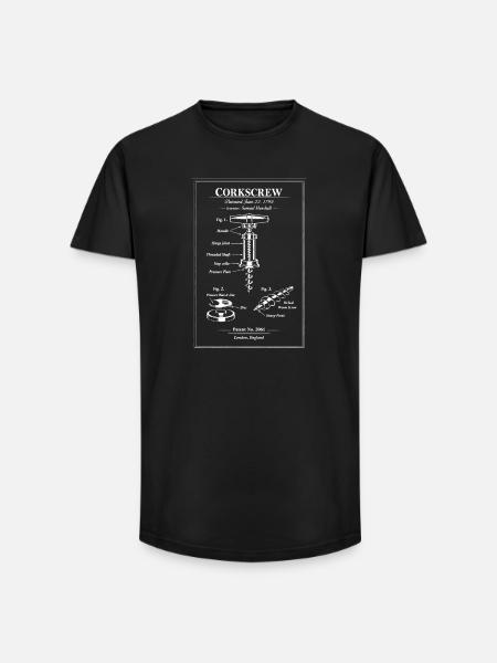 Korkenzieher-Patentdiagramm Retro - Long Fit Männer T-Shirt - Schwarz