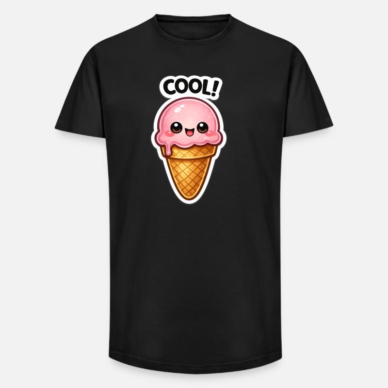 Kawaii Eiscreme Sticker - Long Fit Männer T-Shirt - Schwarz