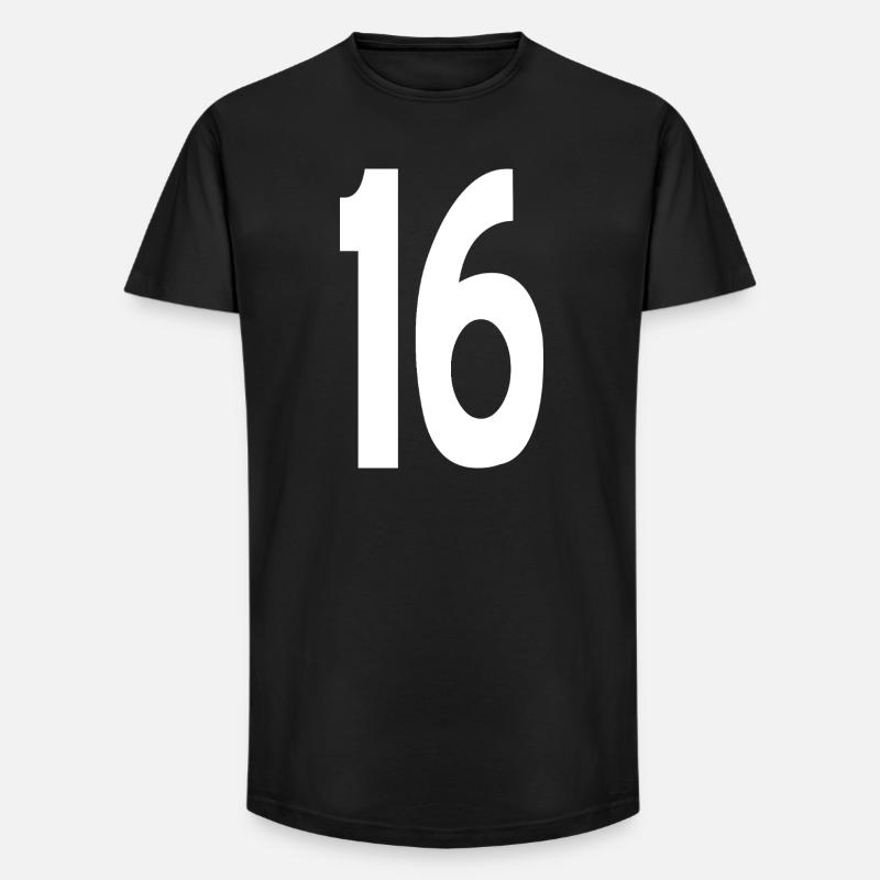 16 Sechzehn - Long Fit Männer T-Shirt - Schwarz