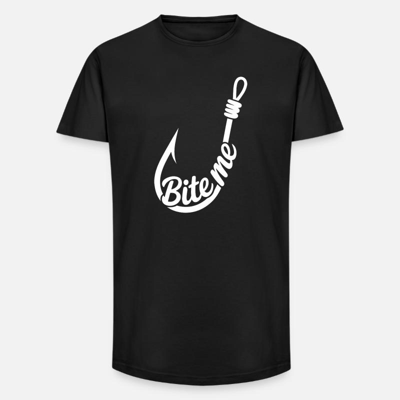 BiteMe Hooked Angel-Grafik - Long Fit Männer T-Shirt - Schwarz
