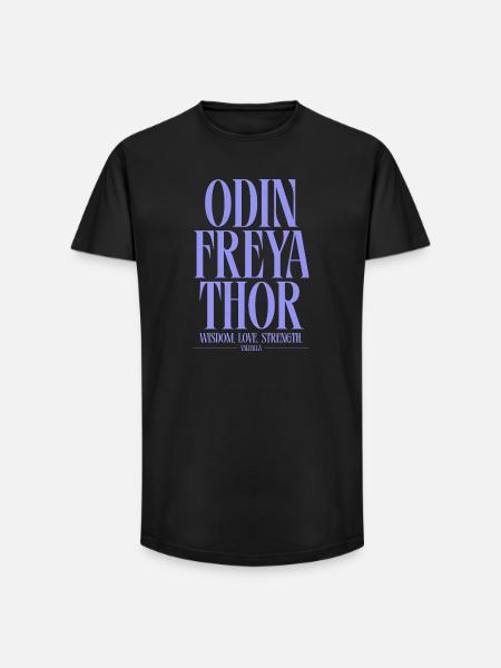 Odin Freya Thor: Wisdom & Strength - Long Fit Men's T-Shirt - black