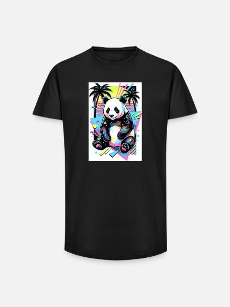 panda - Long Fit Men's T-Shirt - black