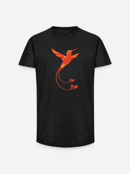 Couleurs de feu colibri - T-shirt coupe longue homme - noir
