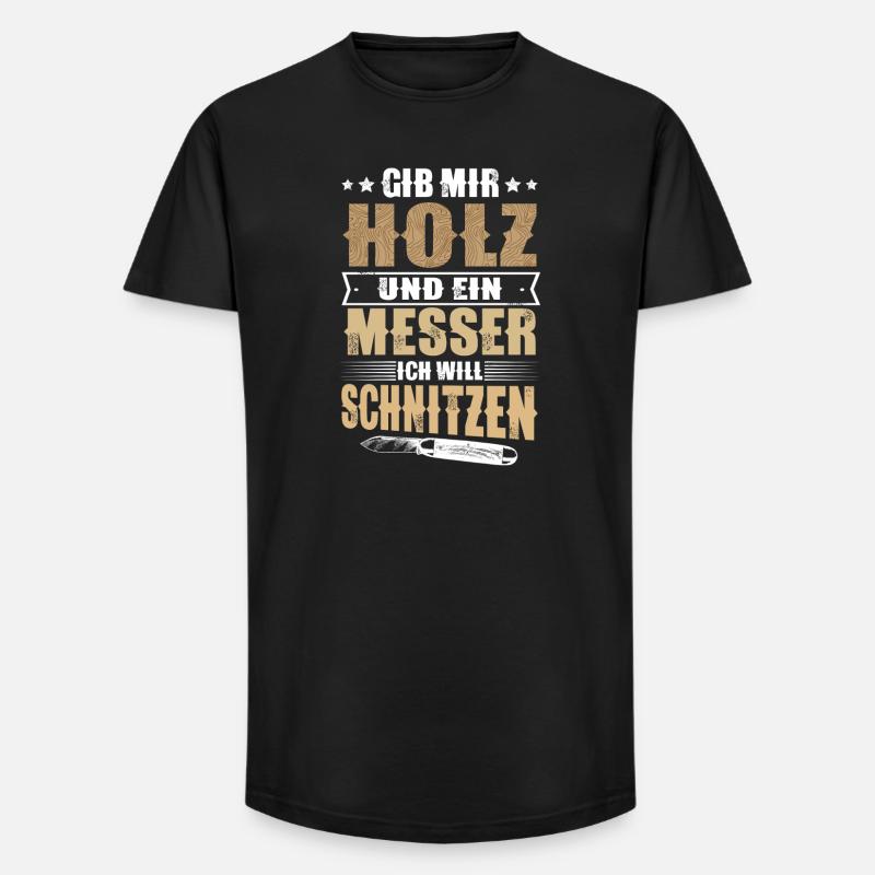 Schnitzen Holz - Long Fit Männer T-Shirt - Schwarz