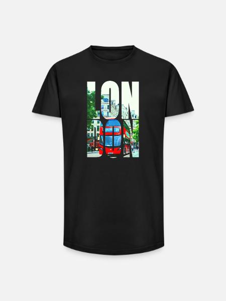 LONDON - T-shirt coupe longue homme - noir