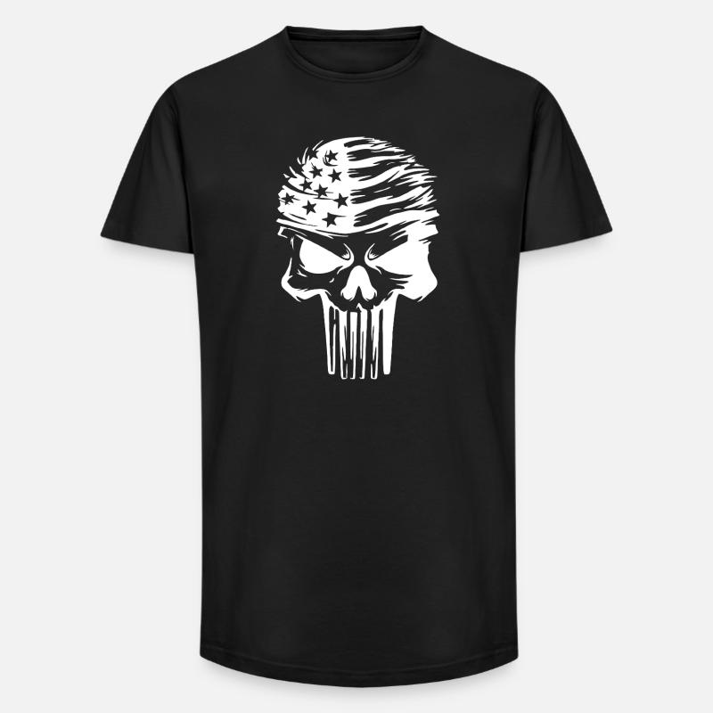 Conception graphique de crâne étoilé - T-shirt coupe longue homme - noir