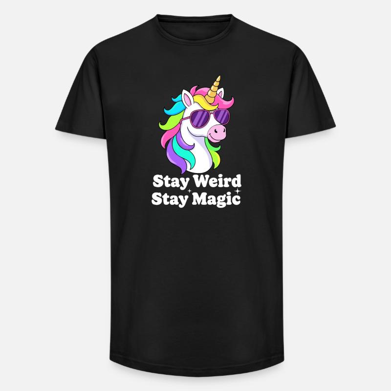 Buntes Einhorn mit Sonnenbrille - Long Fit Männer T-Shirt - Schwarz