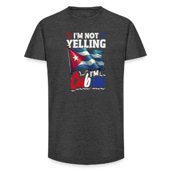 Cuba Pride & Home - Cuba Flag Design - Long Fit Men's T-Shirt - charcoal grey - Front - AI Model Male 185 light (185cm)