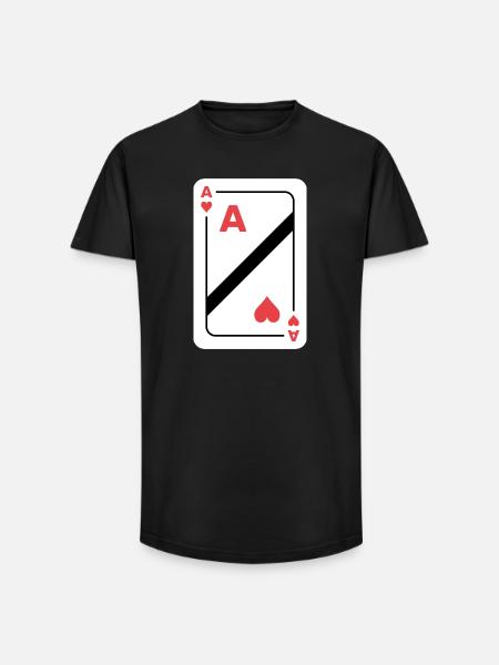 Ace of Hearts Playing Card - Long Fit Men's T-Shirt - black