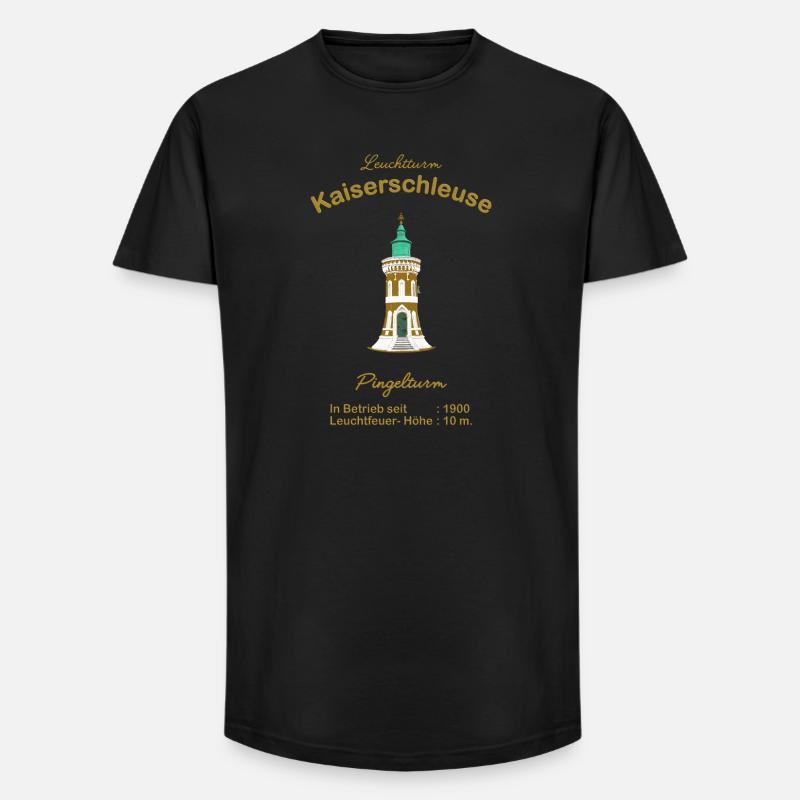 Leuchtturm Kaiserschleuse, Pingelturm, Bremerhaven - Long Fit Männer T-Shirt - Schwarz