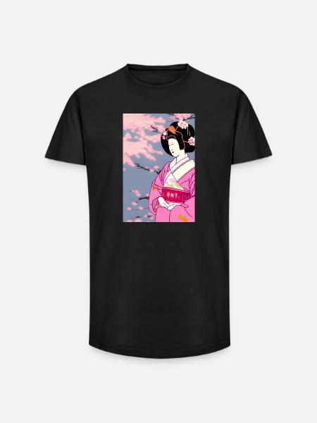 Geisha 3 - Long Fit Men's T-Shirt - black
