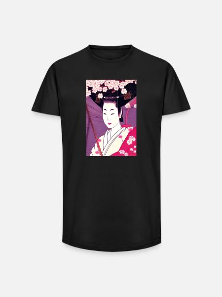 Geisha 4 - Long Fit Men's T-Shirt - black