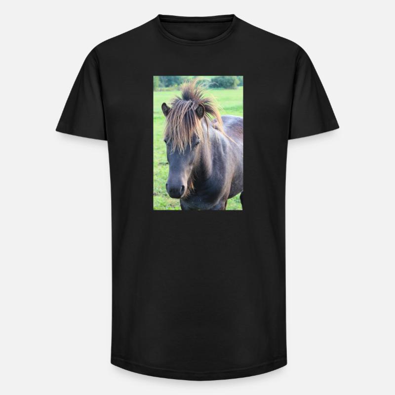 Pferd Pferdeposter - Long Fit Männer T-Shirt - Schwarz