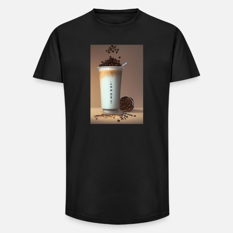 Kaffee, Kaffeebohnen - Long Fit Männer T-Shirt - Schwarz