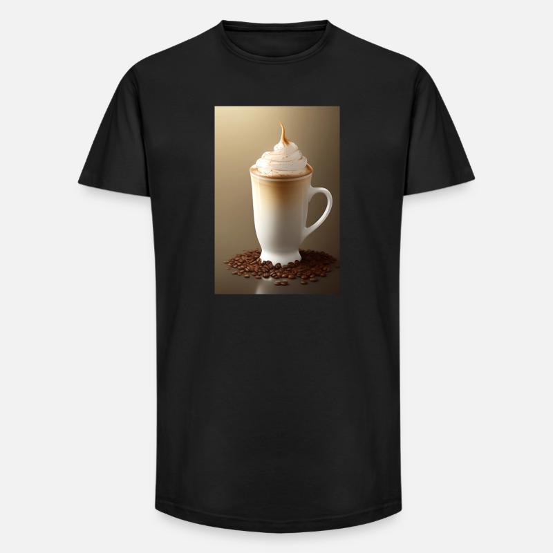 Kaffee, Kaffeebohnen - Long Fit Männer T-Shirt - Schwarz