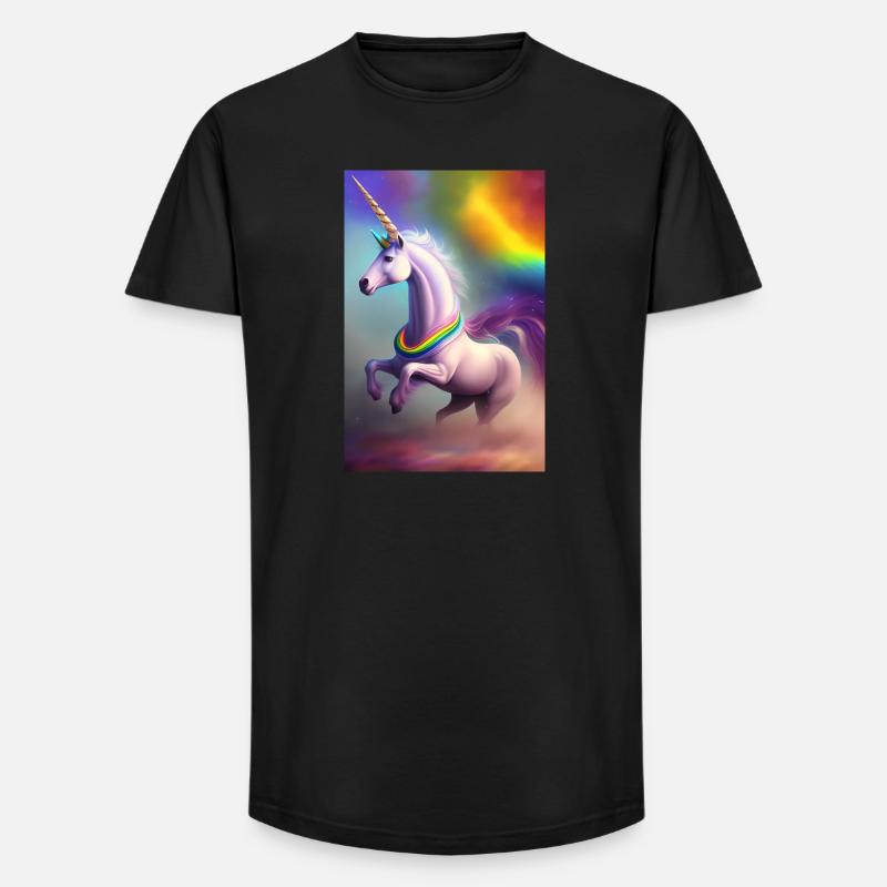 Einhorn - Long Fit Männer T-Shirt - Schwarz