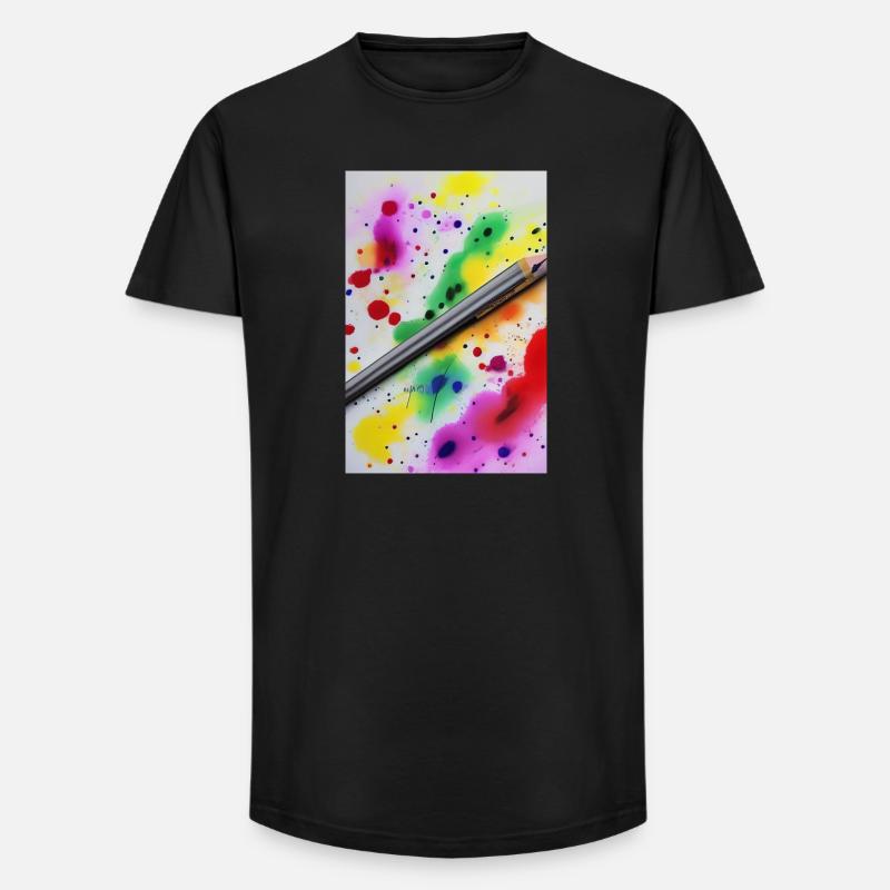 Farbspritzer - Long Fit Männer T-Shirt - Schwarz