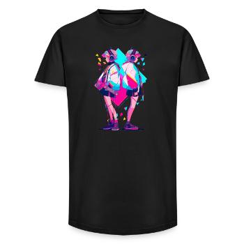 Anime Aesthetics Headphones Twins - Long Fit Men's T-Shirt - black - Front - AI Model Male 185 light (185cm)