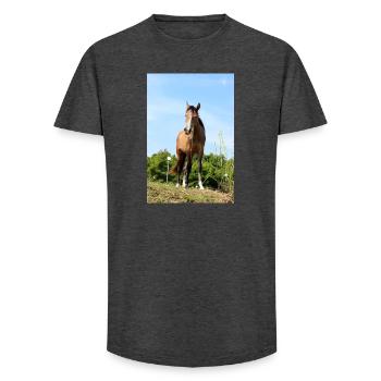 Affiche Cheval Cheval - T-shirt coupe longue homme - charbon - Devant - AI Model Male 185 light (185cm)