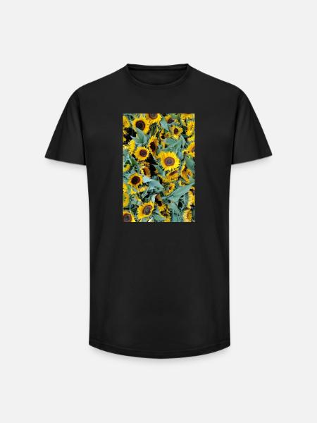 SUNFLOWER MOOD - Long Fit Men's T-Shirt - black