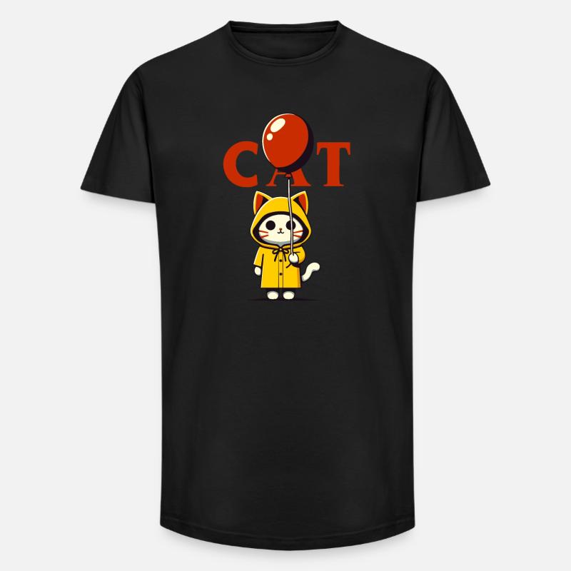 Rotes Ballon-Kätzchen - Long Fit Männer T-Shirt - Schwarz