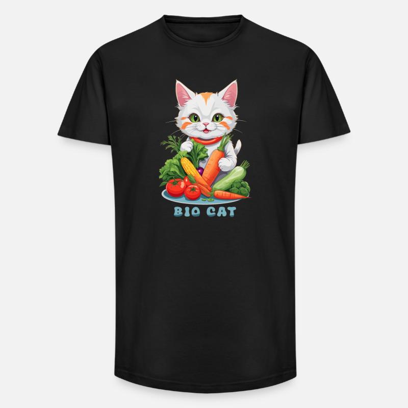 Bio Katze - Long Fit Männer T-Shirt - Schwarz