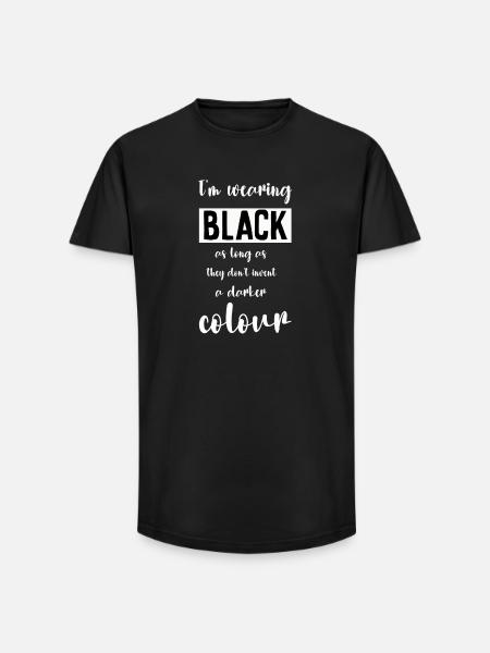 I'm wearing Black - Long Fit Men's T-Shirt - black