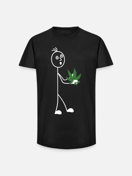 Stick figure with leaf in hand - Long Fit Men's T-Shirt - black