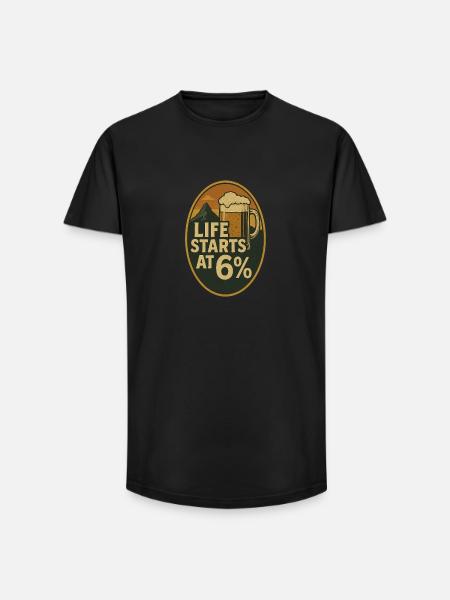 Life starts at 6% - Long Fit Men's T-Shirt - black