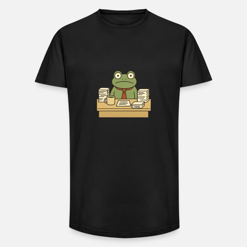 Grenouille d’affaires - T-shirt coupe longue homme - noir