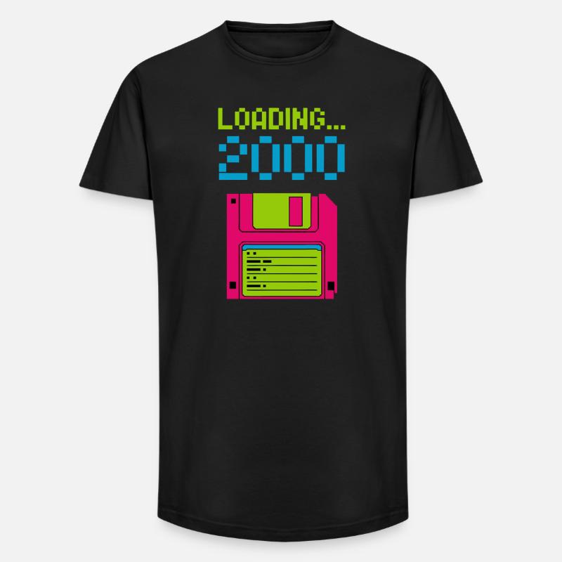 Loading 2000 Disketten-Design Retro Pixel Design - Long Fit Männer T-Shirt - Schwarz