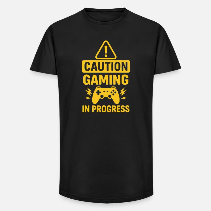 Warnung Gaming in Progress - Long Fit Männer T-Shirt - Schwarz