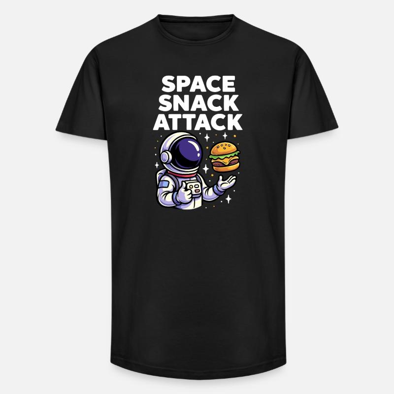 Burger d'astronaute, snack spatial, attaque - T-shirt coupe longue homme - noir