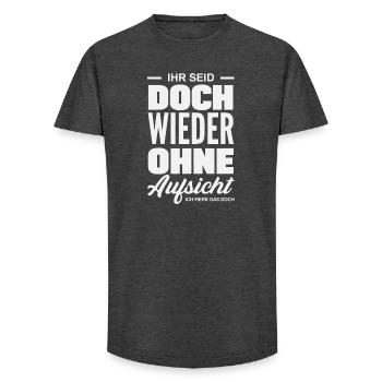 Encore une fois sans surveillance – sarcasme - T-shirt coupe longue homme - charbon - Devant - AI Model Male 185 light (185cm)