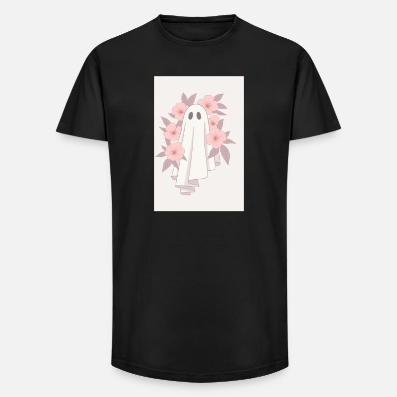 Pastellgeist mit Blumenkranz - Long Fit Männer T-Shirt - Schwarz