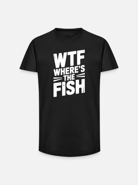WTF Where’s The Fish - Long Fit Men's T-Shirt - black